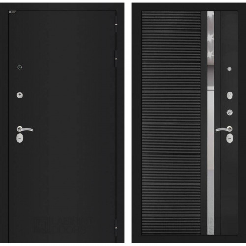 Входная дверь CLASSIC шагрень черная 31 - Черный кварц, зеркальная вставка с тонировкой
