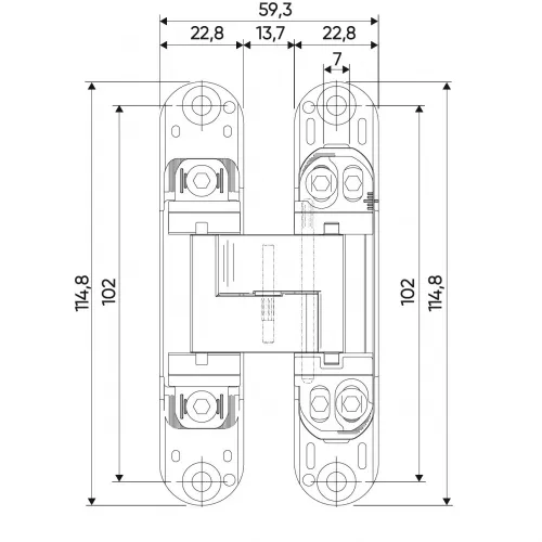 Петля скрытая с 3D регулировкой ARCHIE 115x23 мм матовый хром