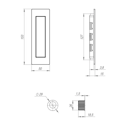 Ручка Armadillo (Армадилло) для раздвижных дверей SH.URB153.010 (SH010 URB) СP-8 хром