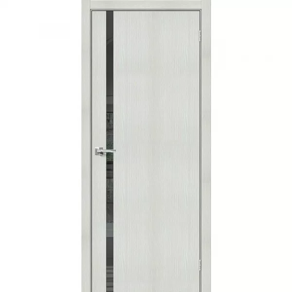 Межкомнатная дверь экошпон Браво-1.55 Bianco Veralinga со стеклом Mirox Grey