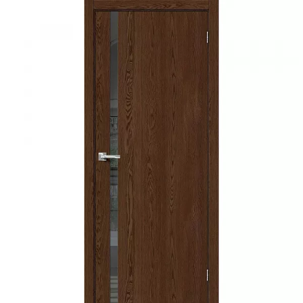 Межкомнатная дверь экошпон Браво-1.55 Brown Dreamline со стеклом Mirox Grey