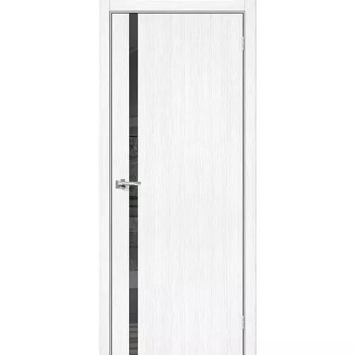 Межкомнатная дверь экошпон Браво-1.55 Snow Melinga со стеклом Mirox Grey