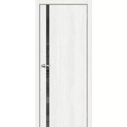 Межкомнатная дверь экошпон Браво-1.55 White Dreamline со стеклом Mirox Grey