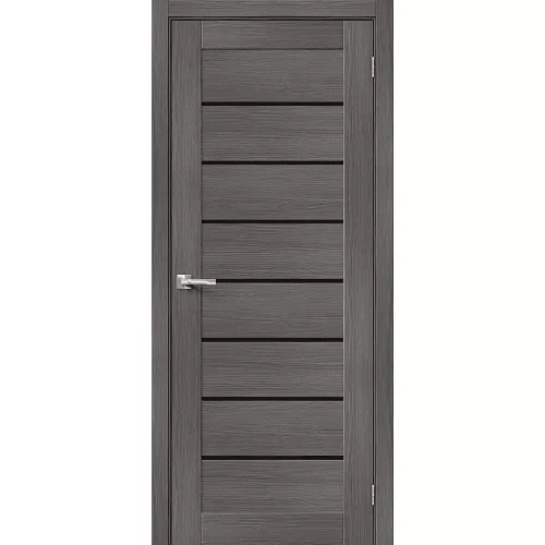 Межкомнатная дверь экошпон Браво-22 Grey Melinga со стеклом Black Star