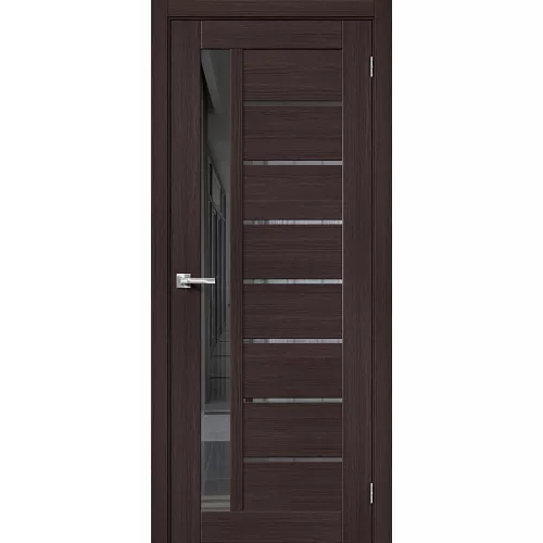 Межкомнатная дверь экошпон Браво-27 Wenge Melinga со стеклом Mirox Grey