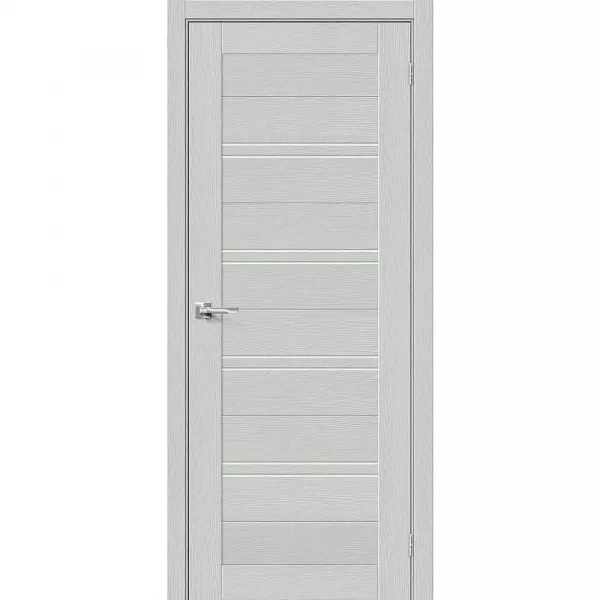 Межкомнатная дверь экошпон Браво-28 Grey Wood со стеклом Magic Fog