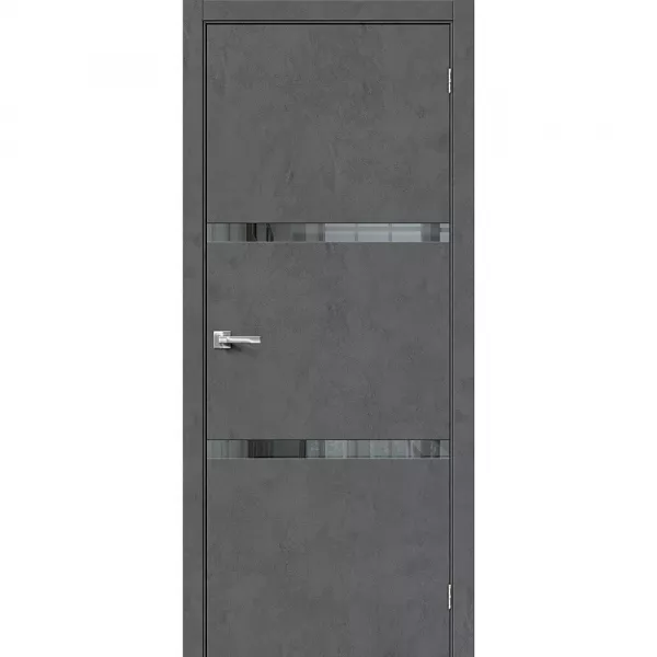 Межкомнатная дверь экошпон Браво-2.55 Slate Art со стеклом Mirox Grey