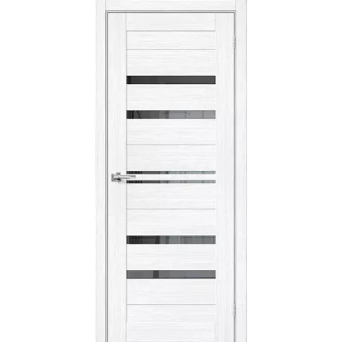 Межкомнатная дверь экошпон Браво-30 Snow Melinga со стеклом Mirox Grey