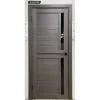 Межкомнатная дверь экошпон Кельн серый кедр стекло черное