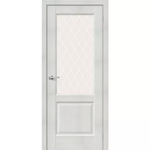 Межкомнатная дверь экошпон Неоклассик-33 Bianco Veralinga со стеклом White Сrystal