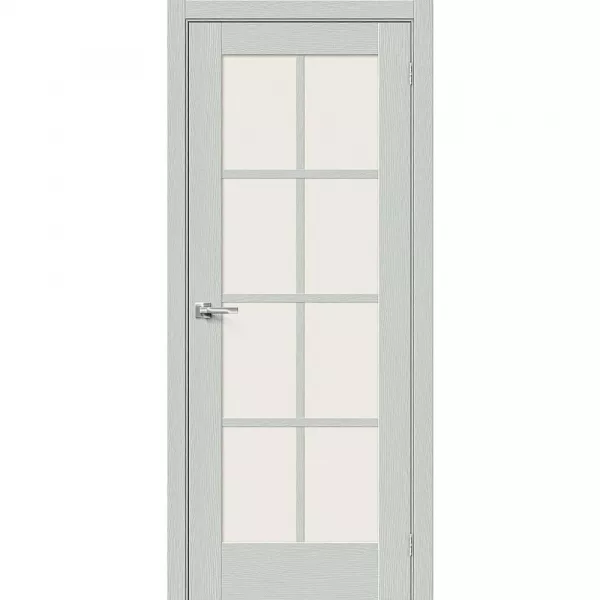 Межкомнатная дверь экошпон Прима-11.1 Grey Wood со стеклом Magic Fog