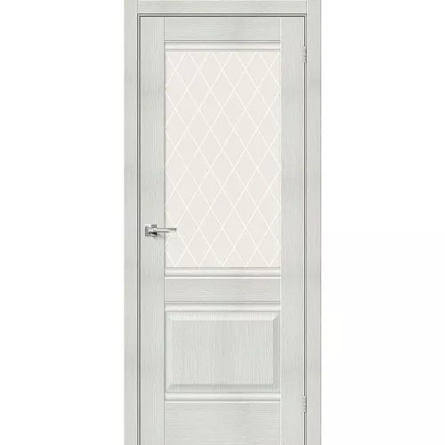 Межкомнатная дверь экошпон Прима-3 Bianco Veralinga со стеклом White Сrystal