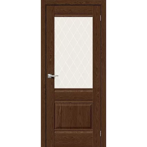 Межкомнатная дверь экошпон Прима-3 Brown Dreamline со стеклом White Сrystal
