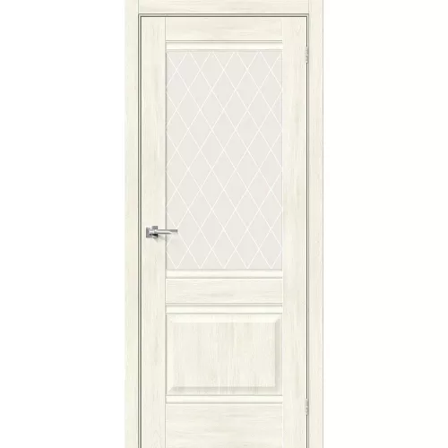 Межкомнатная дверь экошпон Прима-3 Nordic Oak со стеклом White Сrystal