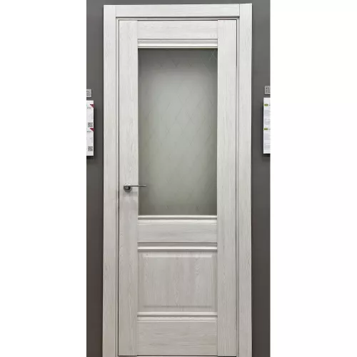 Межкомнатная дверь экошпон Прима-3 Nordic Oak со стеклом White Сrystal