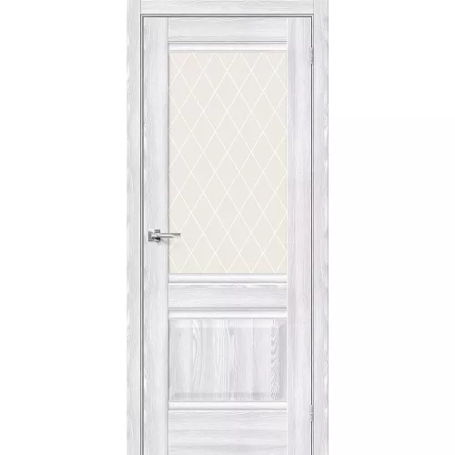 Межкомнатная дверь экошпон Прима-3 Riviera Ice со стеклом White Сrystal