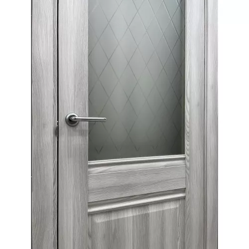 Межкомнатная дверь экошпон Прима-3 Riviera Ice со стеклом White Сrystal