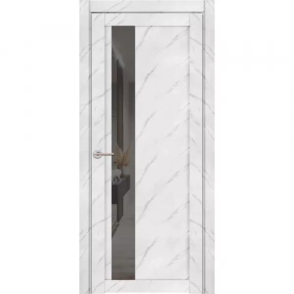 Межкомнатная дверь экошпон Soft Touch UniLine Mramor 30004/1 Marable монте белый стекло зеркало грей