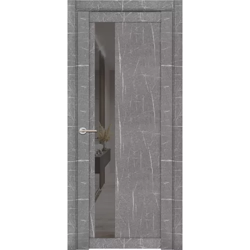 Межкомнатная дверь экошпон Soft Touch UniLine Mramor 30004/1 торос серый стекло зеркало Grey