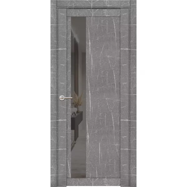 Межкомнатная дверь экошпон Soft Touch UniLine Mramor 30004/1 торос серый стекло зеркало Grey