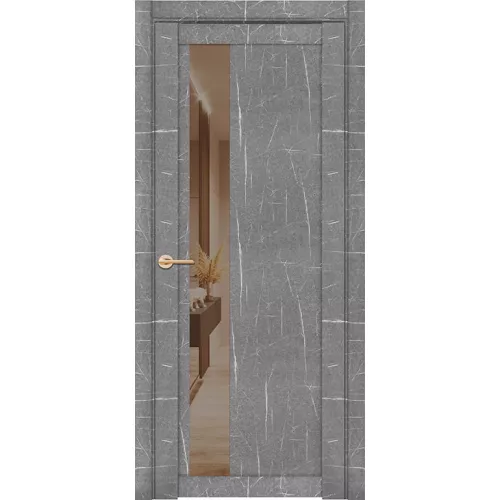 Межкомнатная дверь экошпон Soft Touch UniLine Mramor 30004/1 торос серый стекло зеркало Grey