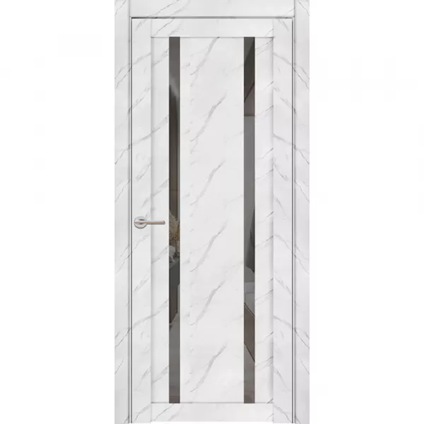 Межкомнатная дверь экошпон Soft Touch UniLine Mramor 30006/1 Marable монте белый со стеклом