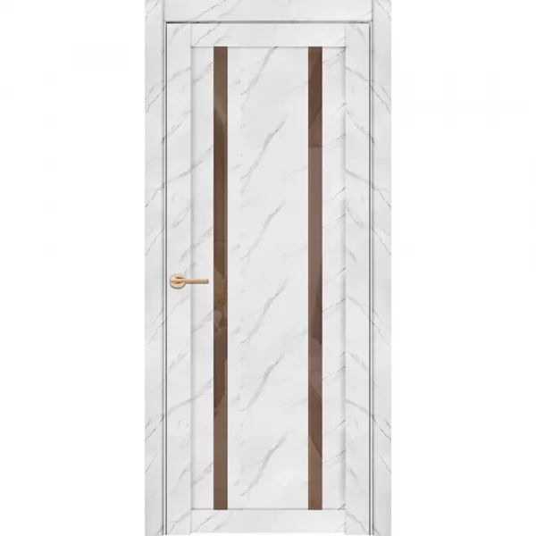 Межкомнатная дверь экошпон Soft Touch UniLine Mramor 30006/1 Marable монте белый со стеклом