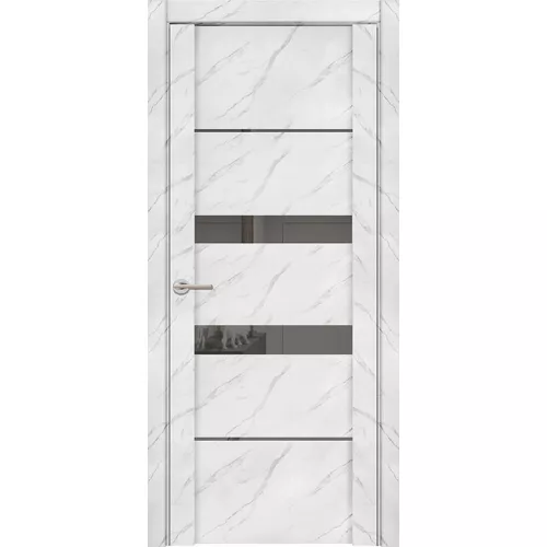 Межкомнатная дверь экошпон Soft Touch UniLine Mramor 30037/1 Marable монте белый со стеклом