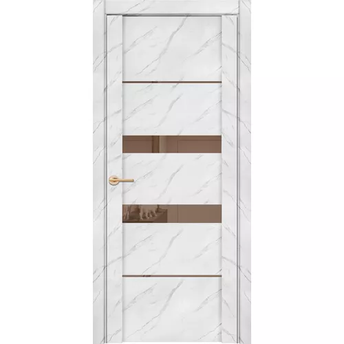 Межкомнатная дверь экошпон Soft Touch UniLine Mramor 30037/1 Marable монте белый со стеклом