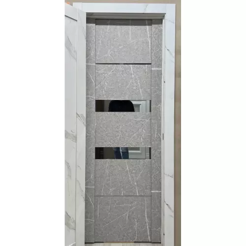 Межкомнатная дверь экошпон Soft Touch UniLine Mramor 30037/1 Marable торос серый со стеклом