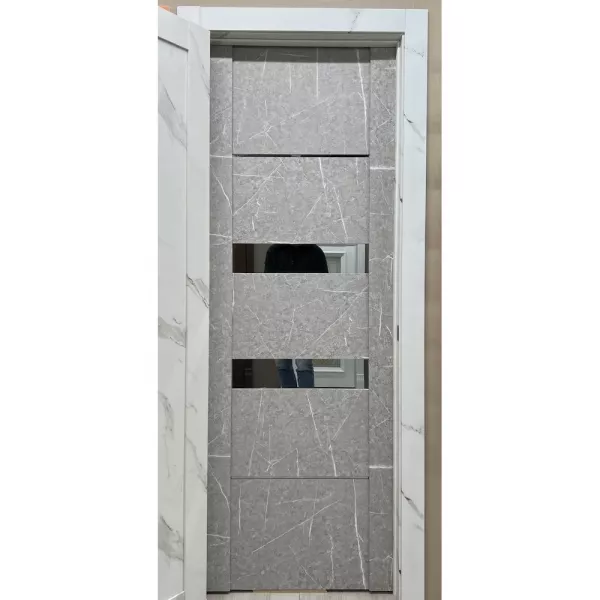 Межкомнатная дверь экошпон Soft Touch UniLine Mramor 30037/1 Marable торос серый со стеклом