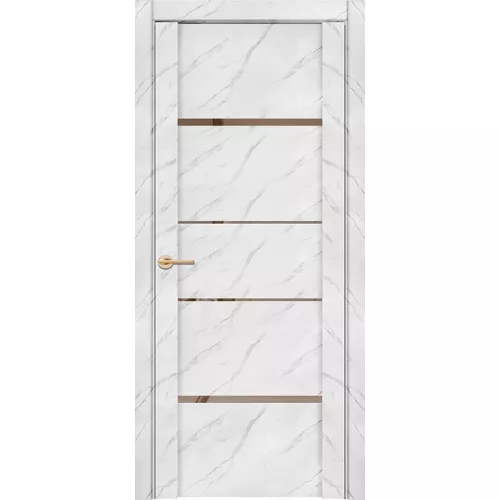 Межкомнатная дверь экошпон Soft Touch UniLine Mramor 30039/1 Marable монте белый со стеклом