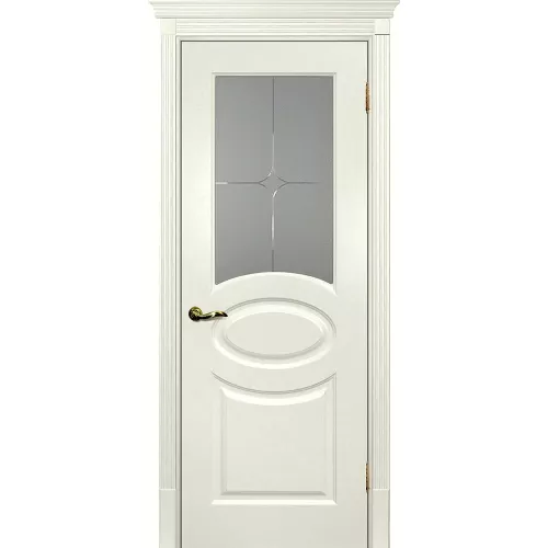Межкомнатная дверь эмаль СМАЛЬТА 12, остеклённая, молочный