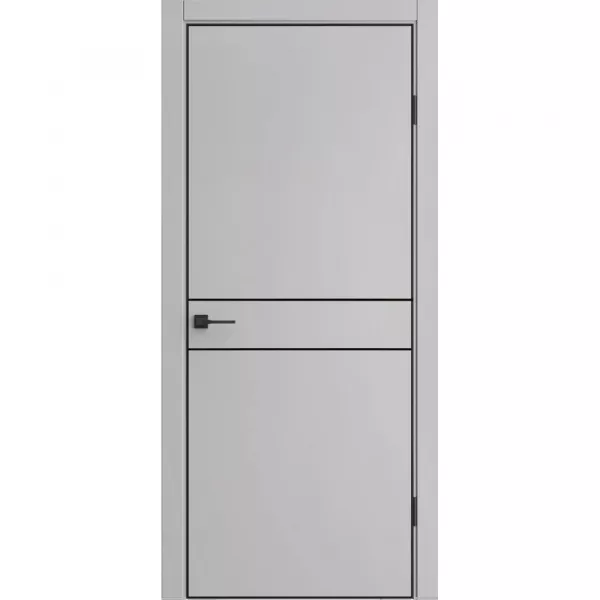 Межкомнатные двери экошпон ДП-52 Silver gray AL чёрная с 4-х сторон