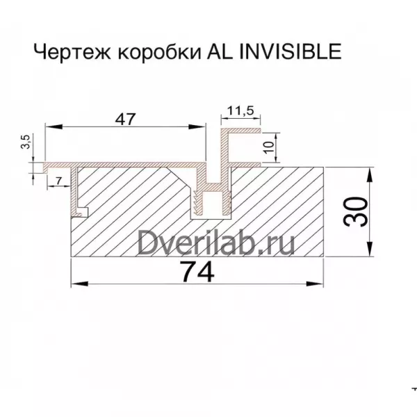 Скрытая дверь под покраску Profilo Porte PX-0 Invisible AL-кромка