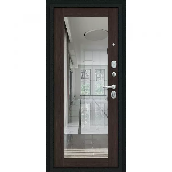 Входная дверь Флэш Букле черное/Wenge Veralinga с зеркалом