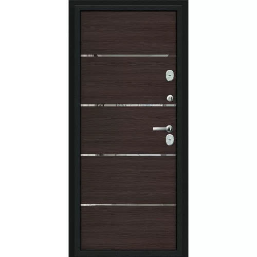 Входная дверь Thermo Лайн Букле черное/Wenge Veralinga