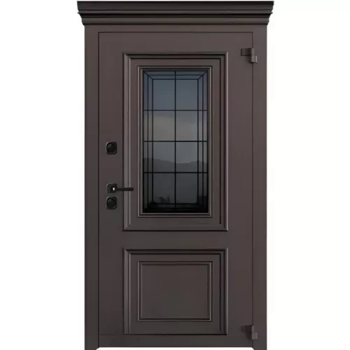 Входная уличная дверь Исландия Термо AG 6004 RAL 8019 шоколад RAL 9016 белый