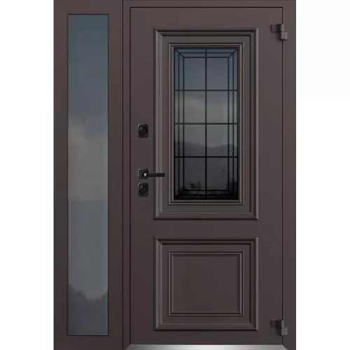 Входная уличная дверь Исландия Термо AG 6004 RAL 8019 шоколад RAL 9016 белый